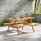 Costway 6 Person Picnic Table Set with Patio Table 2 Built-in Benches 2" Umbrella Hole